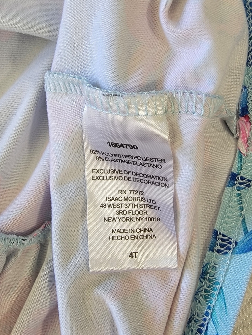 Tommy Bahama Blue Pink Tropical Sundress Tiered Ruffles Short Puff Sleeve 4T - Picture 7 of 10